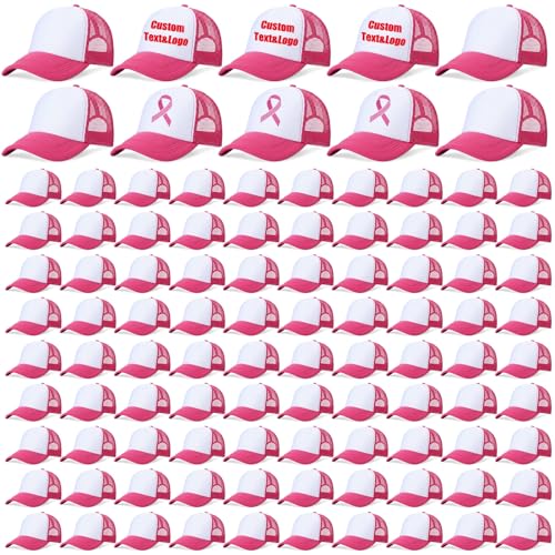 Image of Panitay 100 Pcs Unisex Sublimation Blank Mesh Baseball Cap Adjustable Plain Blank Mesh Trucker Hat for DIY Embroidery Print