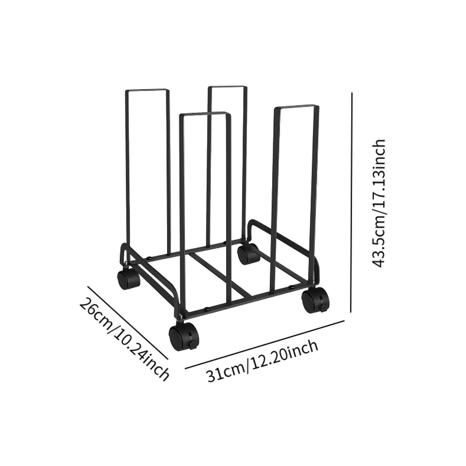 Carro de Almacenamiento de Cartón con Ruedas, Estructura Metálica con Rieles Laterales Altos, Fácil Montaje, Soporte Móvil para Cartón de 31 X 26 X 43, Negro