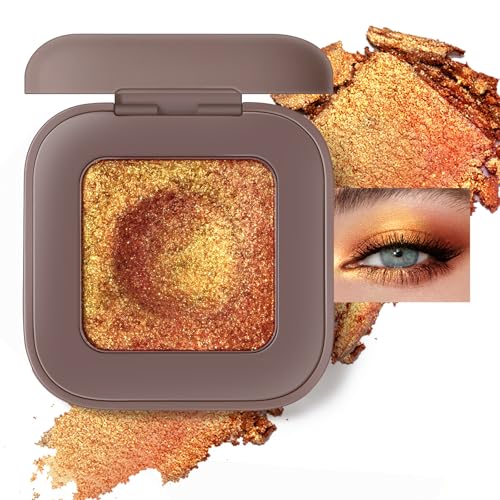 Noerrors Duochrome Orange Red Gold Glitter Eyeshadow Palette Holographic Multichrome Rich Color Shimmer Eye Shadow Color Shift Sparkle Inner Corner Eye Highlighter Makeup for Festival Concert#10
