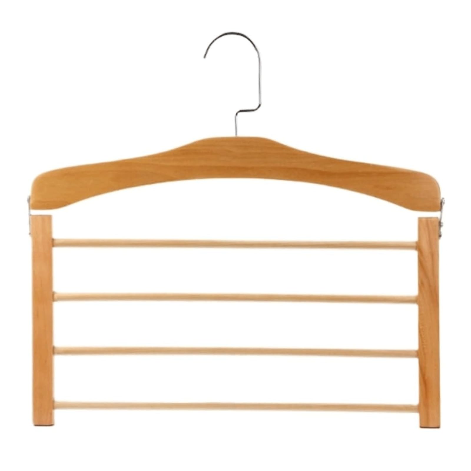 Clothes Hangers 5-Tier Wooden Pants Hanger,Multi-Layer Space Saving Trousers Rack with Swing Arms,Non-Slip Solid Wood Closet Organizer(Wood Color)