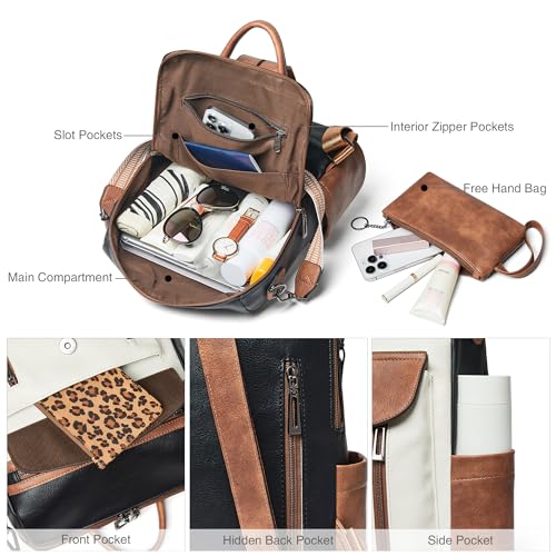Image of Shrrie Backpack Purse for Women Fashion Leather Backpack Purse Designer Travel Backpack Convertible Shoulder Bag with Wristlet