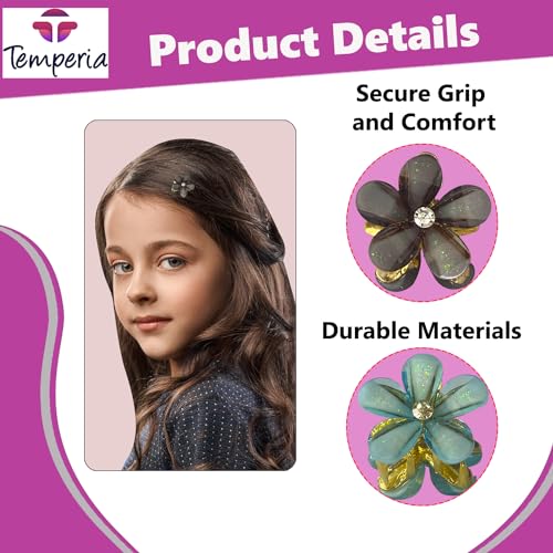 Image of TEMPERIA (10 pcs) Hair Clips for Girls Women & Kids - Clutcher Clutches Claw Clip Accessories - Small, Stylish and Fashionable (Multicolour) (DN01)