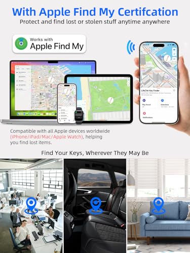 Image of Keychain, Works with Apple Find My, Leather Car Keychain Key Holder Key Chain with Anti-Lost Keys Finder Tracker