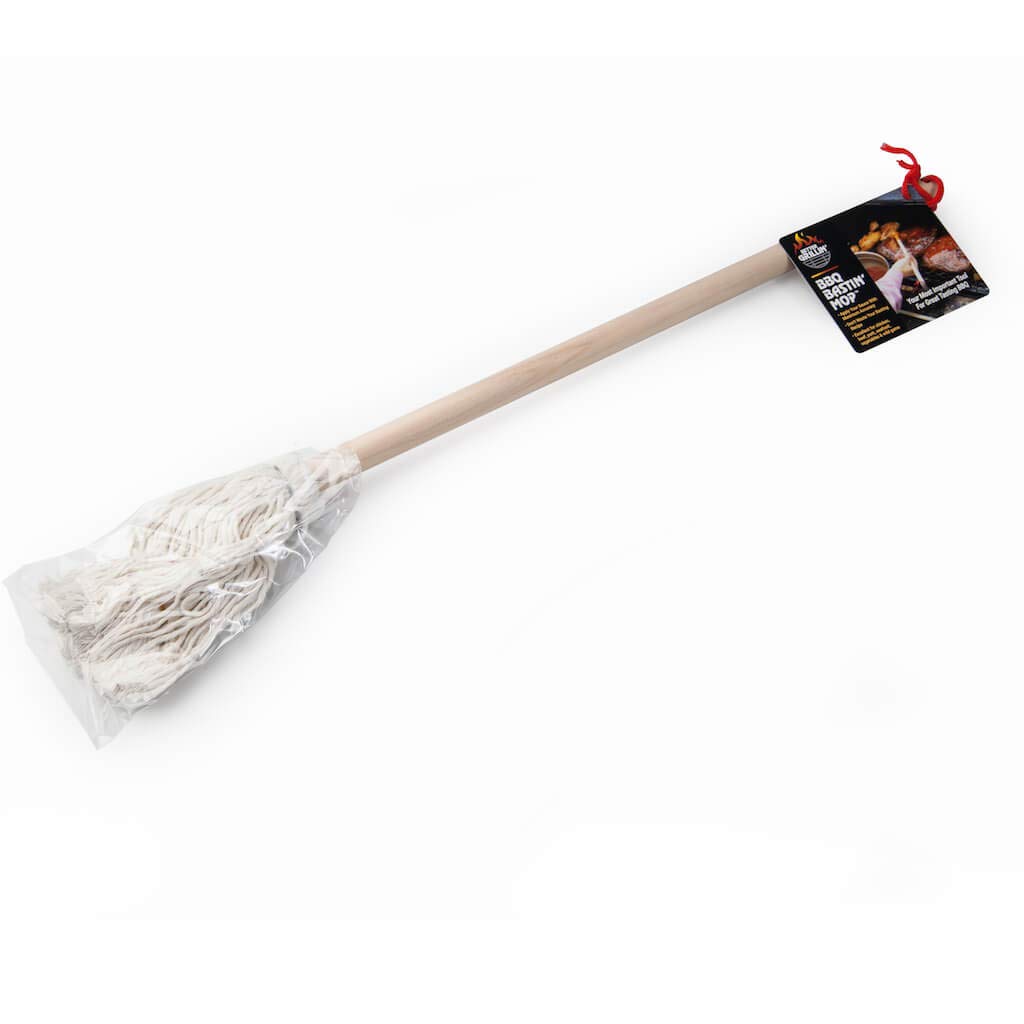 Better Grillin BBQ Bastin Mop Basting Barbecue Brush/Mop Easily Applies Marinades, Sauces, Washes Out, 16in Handle, 1pk