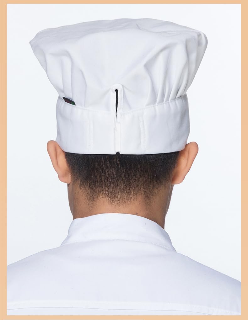 Toque De Chef Professionnelle Réglable - Bonnet De Cuisine En Coton/Polyester - Taille 55-58 Cm