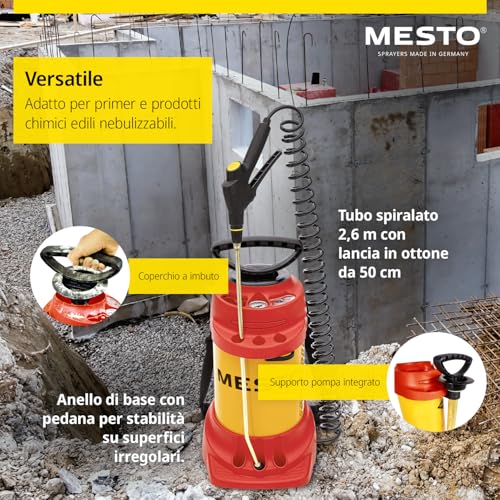 MESTO FERROX Plus 6 Hochdrucksprühgerät 6L Set inkl. MESTO Köcher | Drucksprüher 6 Bar | Schalölspritze für Bauchemikalien | Drucksprühflasche Industrie | Ölsprüher | Pumpsprüher | Flachstrahldüse