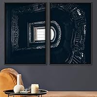 2 Piece Framed Canvas Wall Art Stairs Architecture Canvas Prints Home Artwork Decoration for Living Room,Bedroom - 16