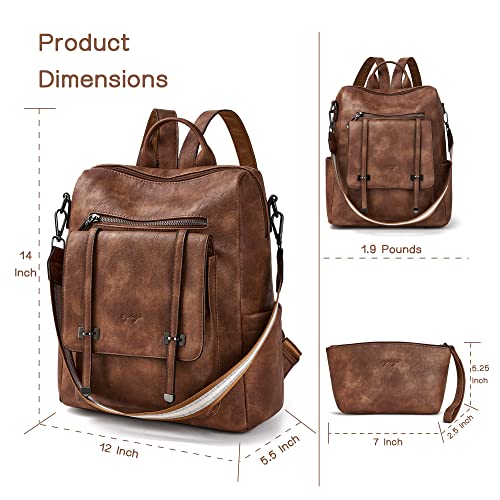 Image of OPAGE Backpack Purse for Women Leather Backpack Purse Travel Backpack Fashion Designer Ladies Shoulder Bags With Wristlets,14-in Height