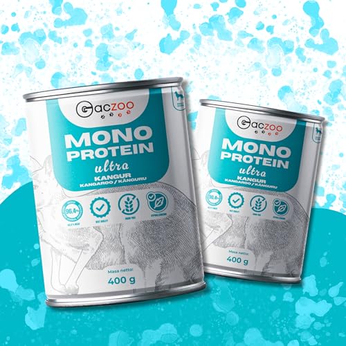 Gaczoo - Hundefutter Nass - Hypoallergenes Nassfutter für Hunde - Känguru und Ziege - Getreidefrei, Single Protein - Leicht Verdaulich, für empfindliche Hunde - Mono Protein Ultra 6 Dosen