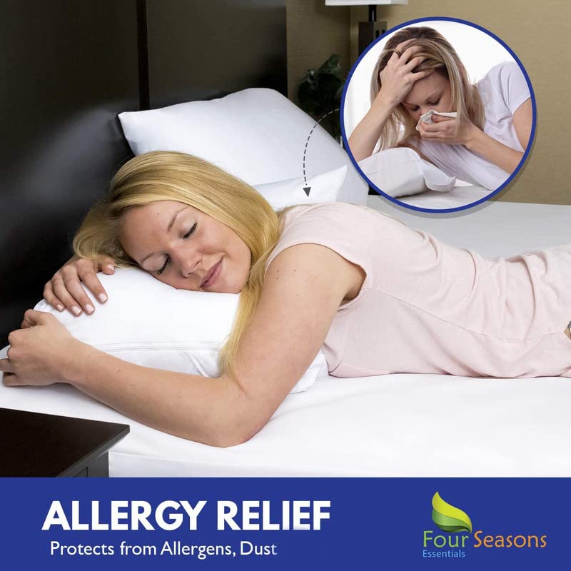 Image of Waterproof Zippered Pillow Encasement - Marron Pillow Protectors Terry Cotton - 17 x 27 Inch