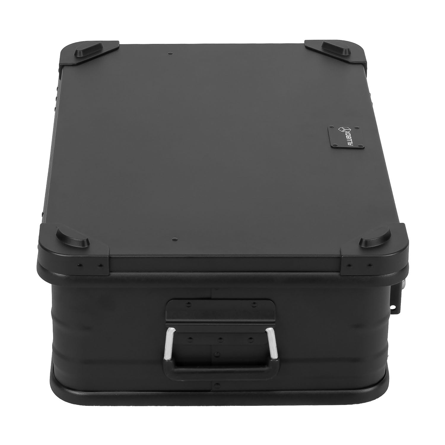 Alubox Alukiste abschließbar E39-BLACK - Premium Aluminium Lagerbox 39 Liter - Deckel mit Aluminium Druckguss Stapelecken und Gummidichtung - inklusive Schlösser - komplett schwarz