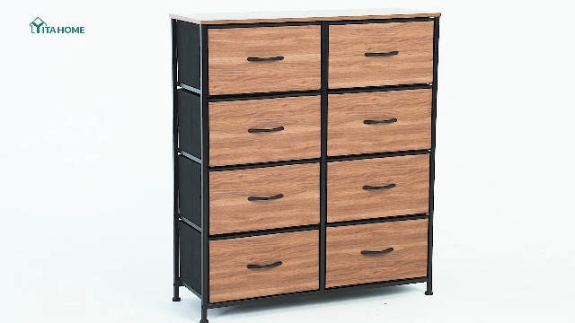 YITAHOME Cassettiera in tessuto, armadietto con 9 cassetti,Cassettiera per Corridoio in Tessuto,con vano contenitore in tessuto per soggiorno,camera da letto,cameretta dei bambini, grigio nero