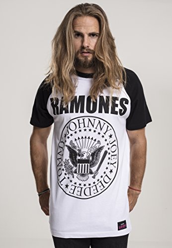 MERCHCODE The Ramones Circle Raglan Band T-Shirt pour Homme avec Logo imprimé, - Les Beatles, Paul McCartney, John Lennon, RIngo Starr, George Harrison MERCHCODE The Ramones Circle Raglan Band T-Shirt pour Homme avec Logo imprimé, – Image 4