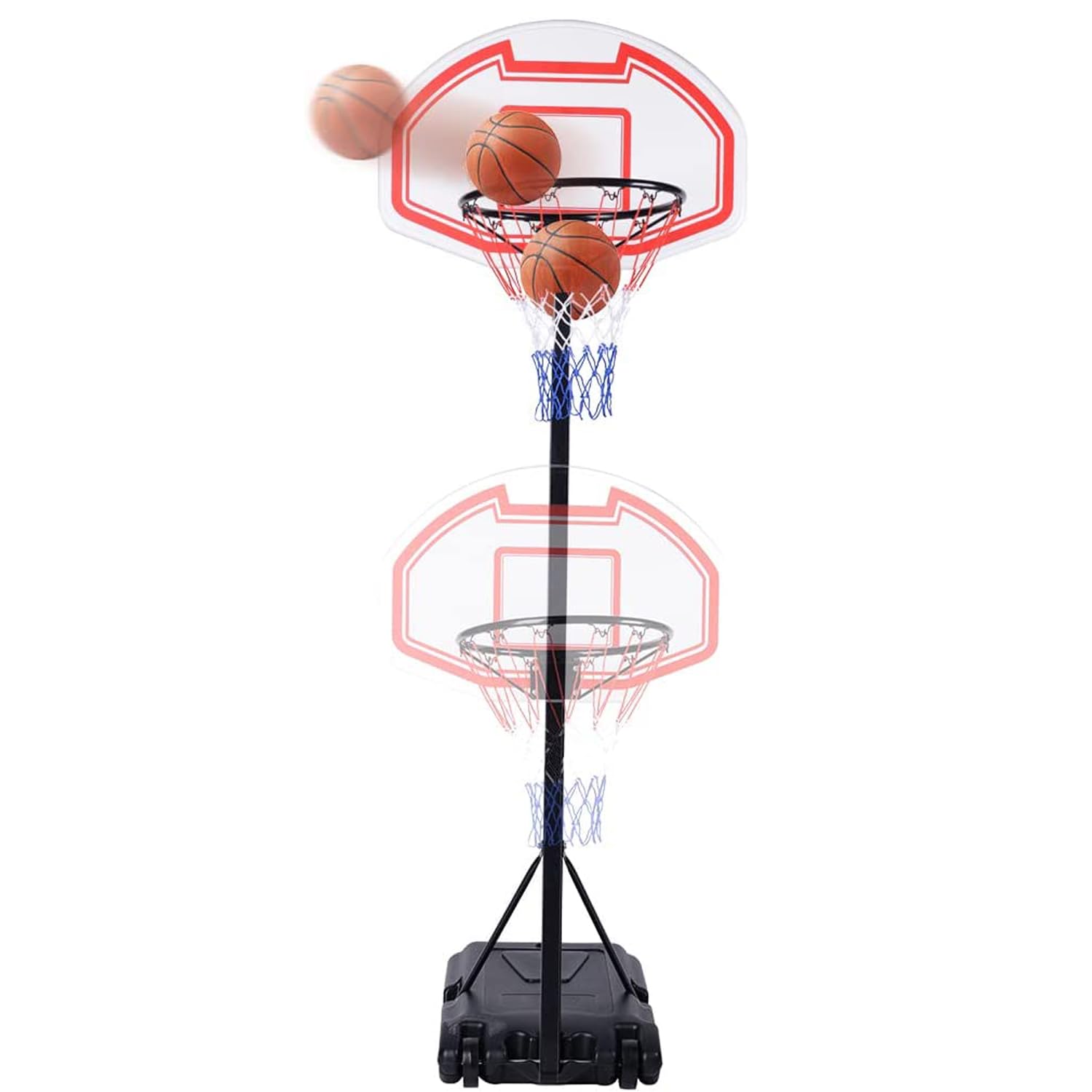 Aimking Portable Basketball Hoop Outdoor System with 44 Inch Shatterproof Backboard, 3.8FT-10FT Height Adjustable Basketball Goal System for Youth/Teens/Adults Indoor Outdoor