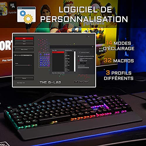 The G-Lab - Keyz Rubidium - Clavier Mécanique Gaming USB, AZERTY, Haute Performance, RGB 100% Personnalisable, Anti-Ghosting, Repose-Poignet - Compatible avec PC, PS4, PS5, Xbox - New – Image 6
