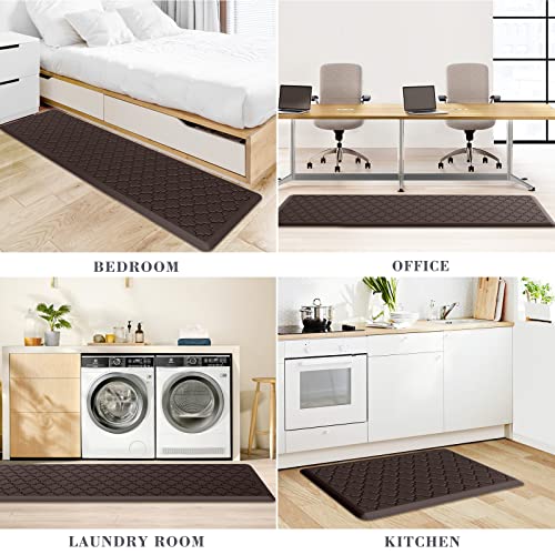 Image of Kitchen Mat [2 PCS] Cushioned Anti-Fatigue Floor Mat Water Resistant Non-Skid Kitchen Mats and Rugs Ergonomic Comfort Foam Kitchen Rugs Standing Mat for Floor Office Sink Chocolate,17.3 inchx28 inch+17.3 inchx60 inch