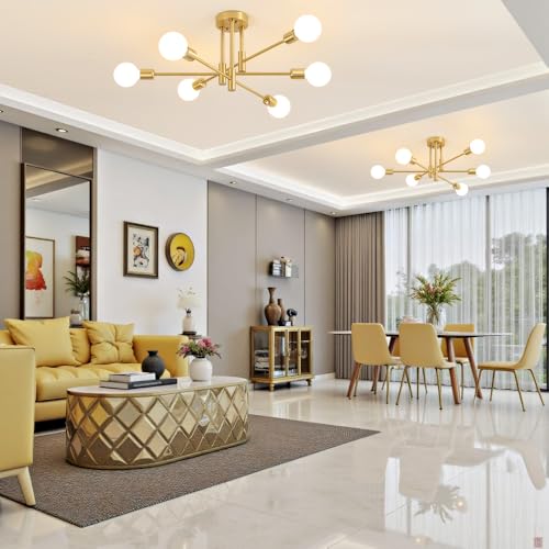 Image of Modern Chandelier Ceiling Light Fixture, 6-Light Sputnik Dining Chandeliers