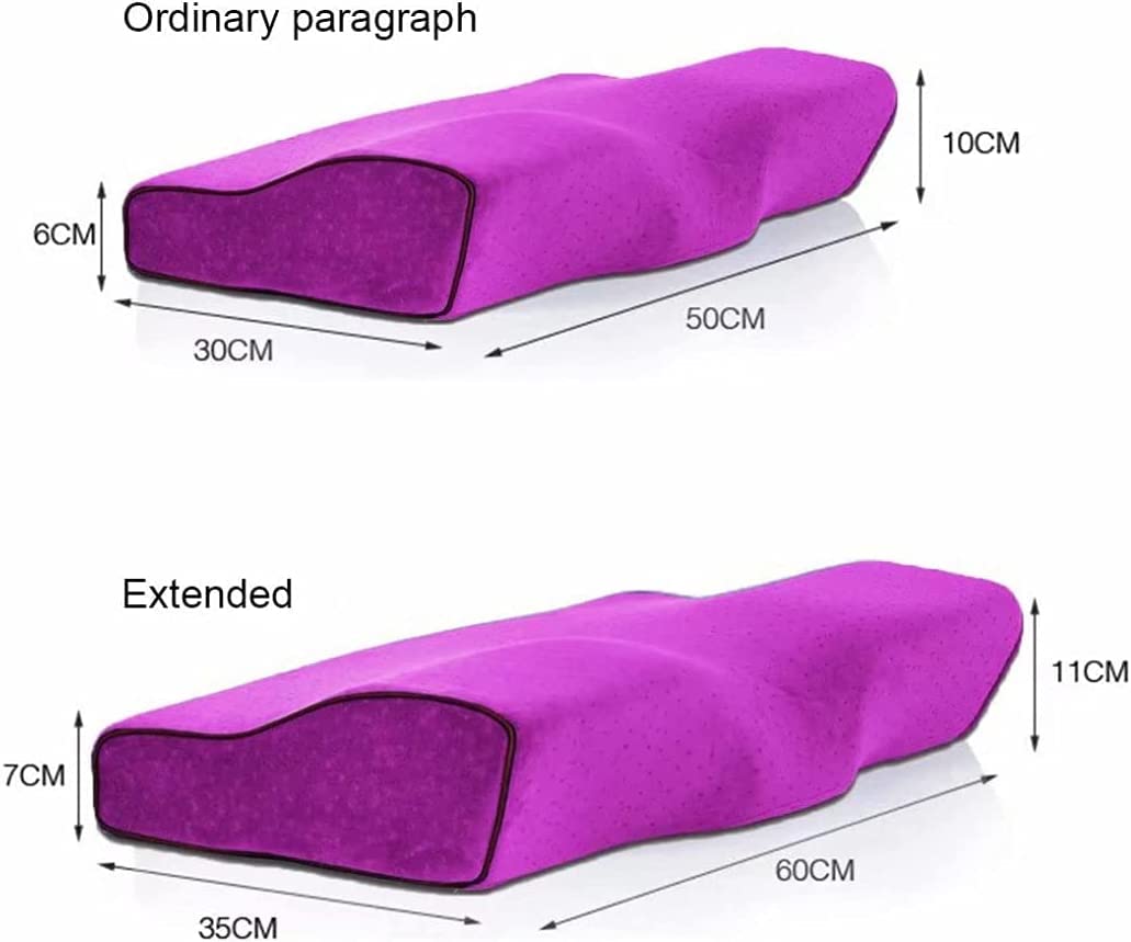 Memory Foam Cervicale Kussen Gel Top, Orthopedische Low Profile Kussen for Cervicale Problemen Geurloos Ergonomische Hypoallergene Pijnbestrijding met Wasbare Kussensloop (Color : Purple, Size : 50