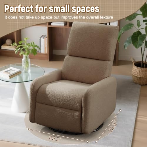 Image of Korser Recliner Chair, Nursery Rocker Chair with Side Pockets, Small Recliners for Small Spaces, Swivel Rocker Recliner Chair for Adults, Sherpa Swivel Accent Chairs for Living Room, Nursing