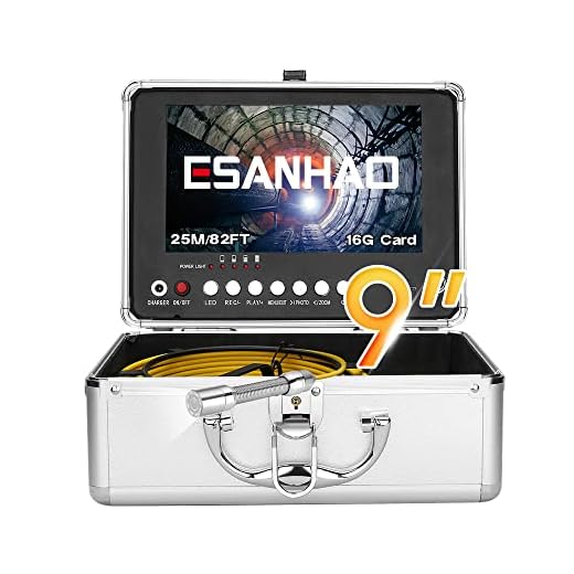 17MM Sewer Camera, Pipe Inspection Camera with DVR 16GB TF Card Sewer Drain Industrial Endoscope 9" Monitor AHD 720P Camera 25M/82ft Drain Camera