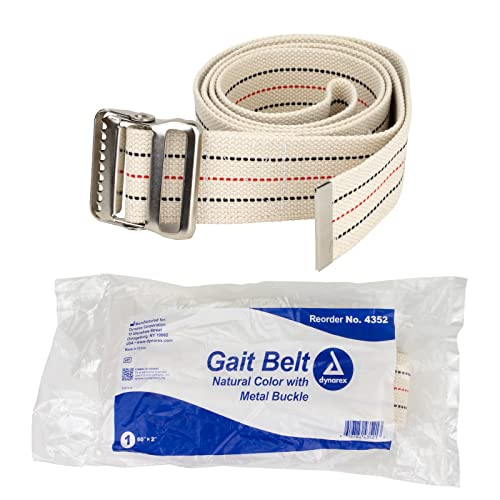 Dynarex Standard Gait Belt Provides a Safe and Secure Hold During Physical Therapy, Patient Transfers, Lifts and Supported Walking, Beige, 1 Gait Belt