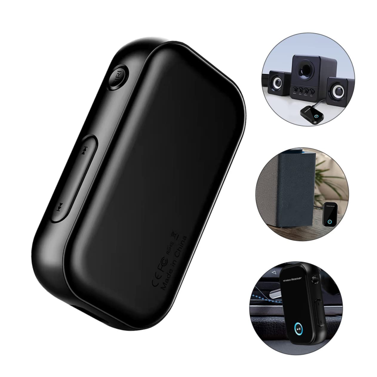 Mikikit 3st Adapter Drahtloses Übertragungsgerät Auto-Audio-Sender Drahtloser Sender Audioempfänger 5.0 Plastik HiFi Kabellos -Stick