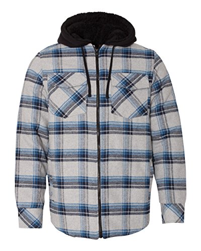 Burnside Men's 8620 Plaid Quilted Lined Flannel Full-Zip Hooded Jacket