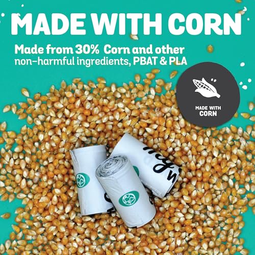 Image of MyEcoWorld Compostable Pet Poop Bags - Made with Corn and Other Certified Compostable Materials - 1200 Bags - 6 Roll - Extra Strong - Leak Proof - Unscented - Easy to Open