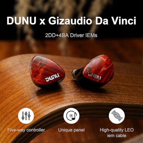 Image of HiFiGo DUNU x Gizaudio Da Vinci IEMs 2DD+4BA Hybrid Drivers in Ear Monitor, 5-Way Frequency Crossover HiFi Wired Earbuds with 3.5 /4.4mm Detachable Cable for Musician Audiophile (Da Vinci)