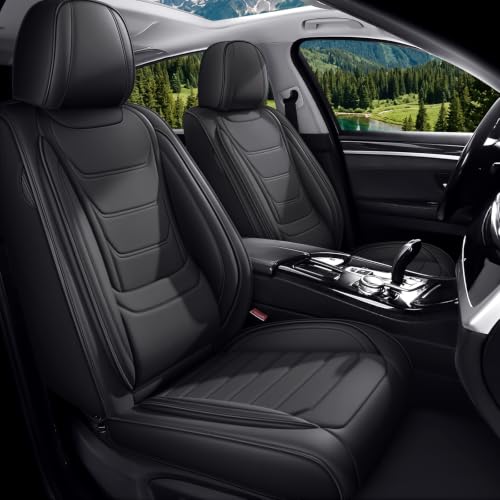 Image of Car Seat Covers Custom Fit Kia Telluride 2020-2026, Waterproof Nappa Leather Car Seat Protector, Breathable Car Seat Cushion, Seat Covers for Car(2 Seats Standard /Black)