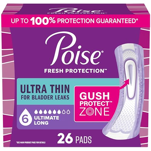 Image of Poise Ultra Thin Incontinence Pads for Women, 6 Drop, Long, 26 ct