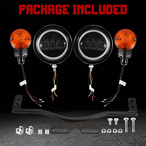 Innoglow Motorcycle Passing Light Bar Turn Signals Fog Lights Set Steel Metal Black For Harley Suzuki Kawasaki Yamaha Metric Cruisers #TOP5