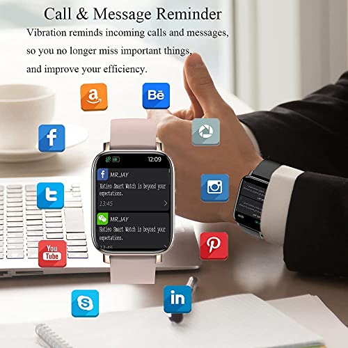 Hatieo Fitness Tracker Smartwatch Damen,1,69 Zoll Armbanduhr mit Personalisiertem Bildschirm,Pulsmesser Schlafmonitor, IP68 Wasserdicht Fitness Armbanduhr, Schrittzähler Uhr für Android iOS,Pink - Image 7