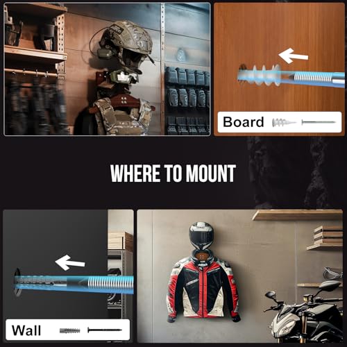 Image of OneTigris Upgraded Tactical Gear Wall Mount 2.0 - Heavy-Duty Helmet Rack for Motorcycle Helmets with Tactical Vest Hanger