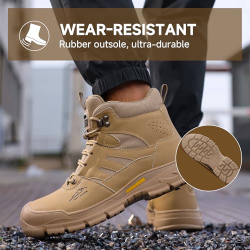 Image of Steel Toe Boots for Men Indestructible High Top Work Shoes for Men Comfortable Safety Shoes Puncture Proof Hiking Construction Shoes Botas de Trabajo para Hombre