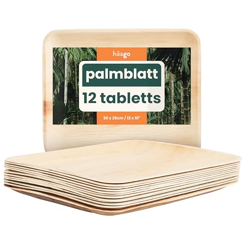 HAAGO 12 Pack Palm Leaf Serving Trays and Platters