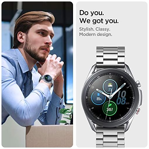 Spigen Modern Fit for Samsung Galaxy Watch 3 Strap 45mm, Galaxy Watch 46mm and other smartwatch models compatible with 22mm Strap Band -Silver - Image 5