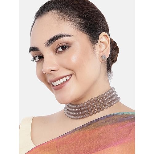 Image of Peora Traditional Maharani Haar Necklace with Earrings Bridal Jewellery Set Gift for Women