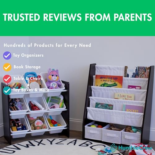 Image of Humble Crew Children's Bookcase Storage Rack with 4 Tiers, Children's Bookrack, Bookshelf, Espresso /White