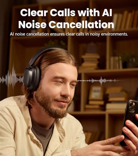 Image of Edifier ES850NB Active Noise Cancelling Headphones, Over Ear Bluetooth Headset, 92H Playtime Wired & Wireless Hi-Res Audio Certified, Fast Charging Clear Calls for Home Office Travel (Black)