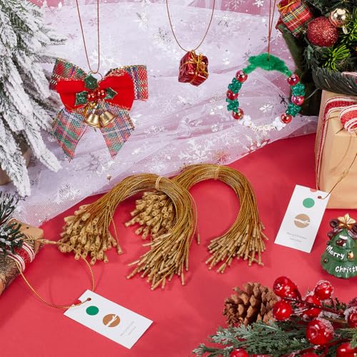 SOFPLATE 600Pcs Gold Ornament Hanger String Ornament Hanging Thread Short 202mm Precut Snap Fastener Polyester Cable Ties Wraps Wire Locking Rope for Christmas Tree Wall Party Hanging Decorations - Image 4