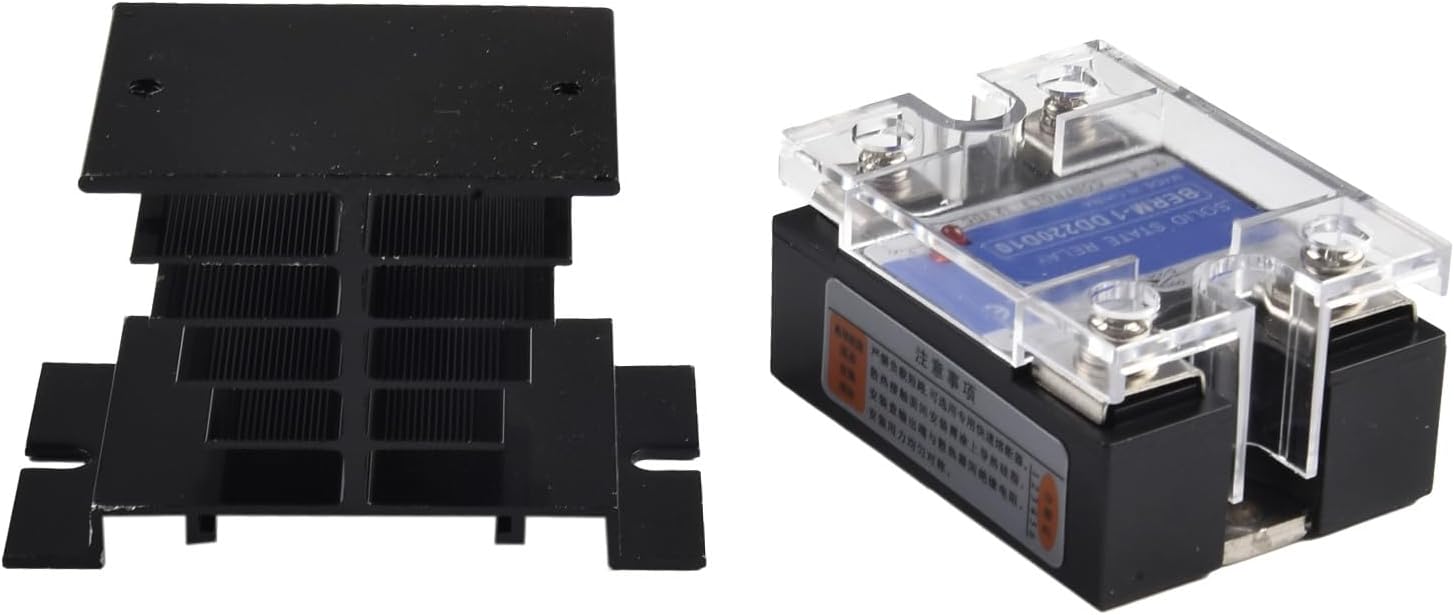 Solid State Relay Module DC-DC 10A with Aluminum Cooling Base, Single Phase SSR-10DD, LED Indicator, Screw Terminal Wiring, 3-32VDC Control Voltage, 5-200VDC Load