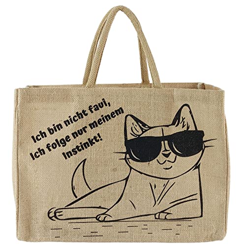 Domelo Paniers de courses. Sacs de shopping en jute. Grand sac panier, sac de plage imperméable. Sac en jute comme sac de bain, sac de shopping. Sac de transport durable avec motif chat, beige, xxl