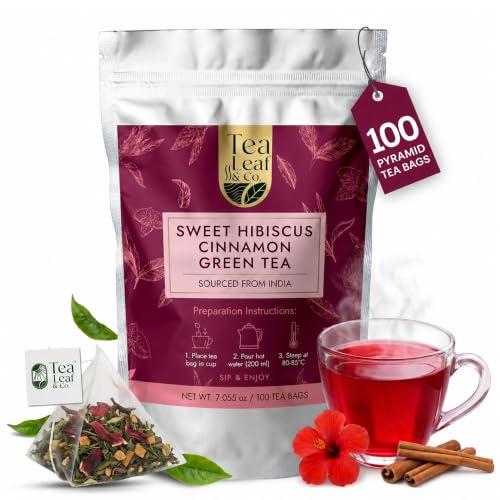 Image of Sweet Hibiscus Cinnamon Green Tea 200gm, Natural Herbal Infusion, 100 Bags | Pure & Natural Ingredients, Tart, Floral & Sweet Flavor, Aromatic Blend, Easy Brew, Ideal for Morning or Evening Relaxation