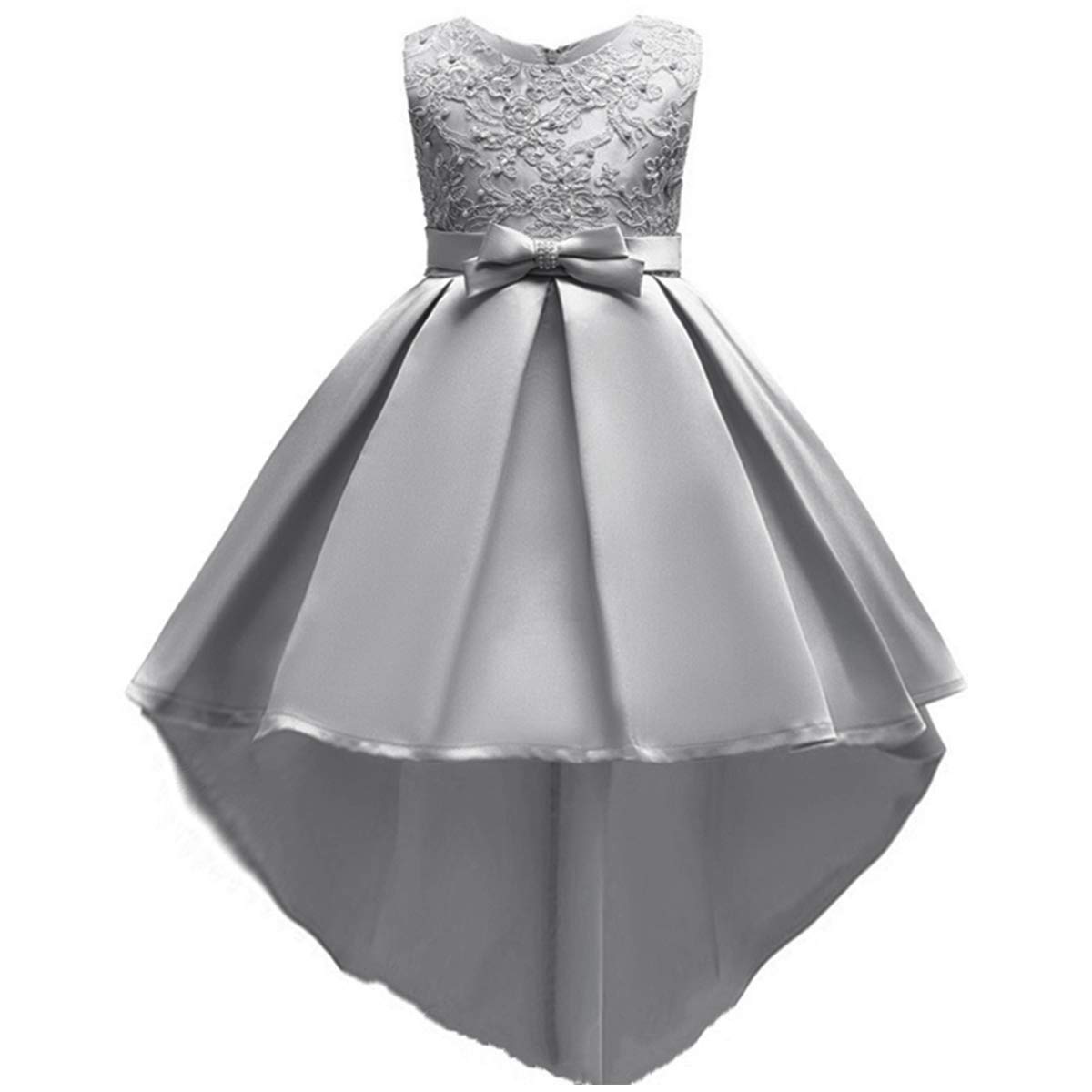 FYMNSI Vestido de Fiesta Niña, Vestidos Ninas para Boda, Vestido Ceremonia Niña, Chica Sin Mangas Plisado High Low Vestidos para Dama de Honor de la Boda Cumpleaños Noche Primavera Verano 4-12 Años