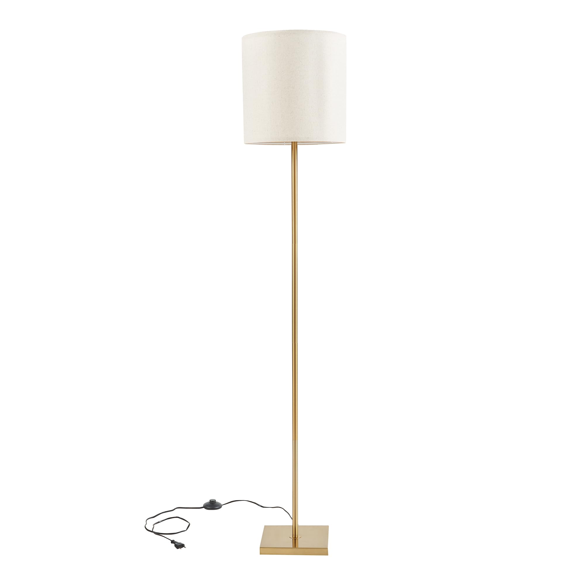 lux.pro Lampada da Terra Piantana a Stelo Diritto con Paralume Cilindrico Lampada da Lettura Alta 157 cm Design Elegante per Soggiorno Salotto - Effetto Ottone/color Lino
