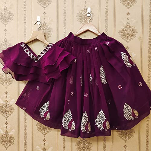 Image of Helene Girl's Georgette Silk Embroidered Readymade Lehenga Choli Set | 3-8 Years | Ethnic Wear |