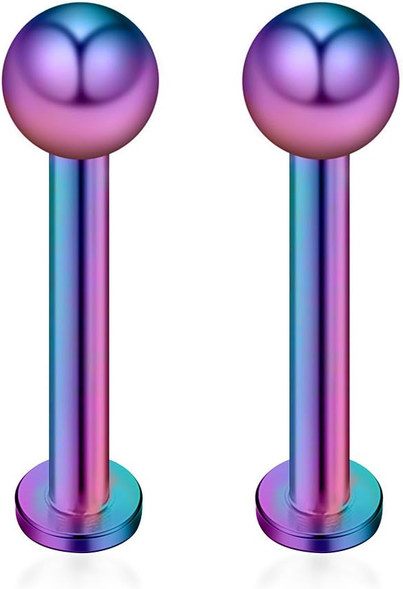 Ruifan 12PCS 14G Surgical Steel Labret Monroe Lip Ring Tragus Helix Earring Stud Piercing Jewelry - Image 5