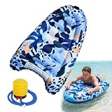 Bodyboard Aufblasbar Erwachsene, Aufblasbares Bodyboard Kinder Mit Griffen, Faltbar Leichtes Aufblasbares Surfbrett für Strandsurfen Pool Schwimmen Sommer Wassersport (A)