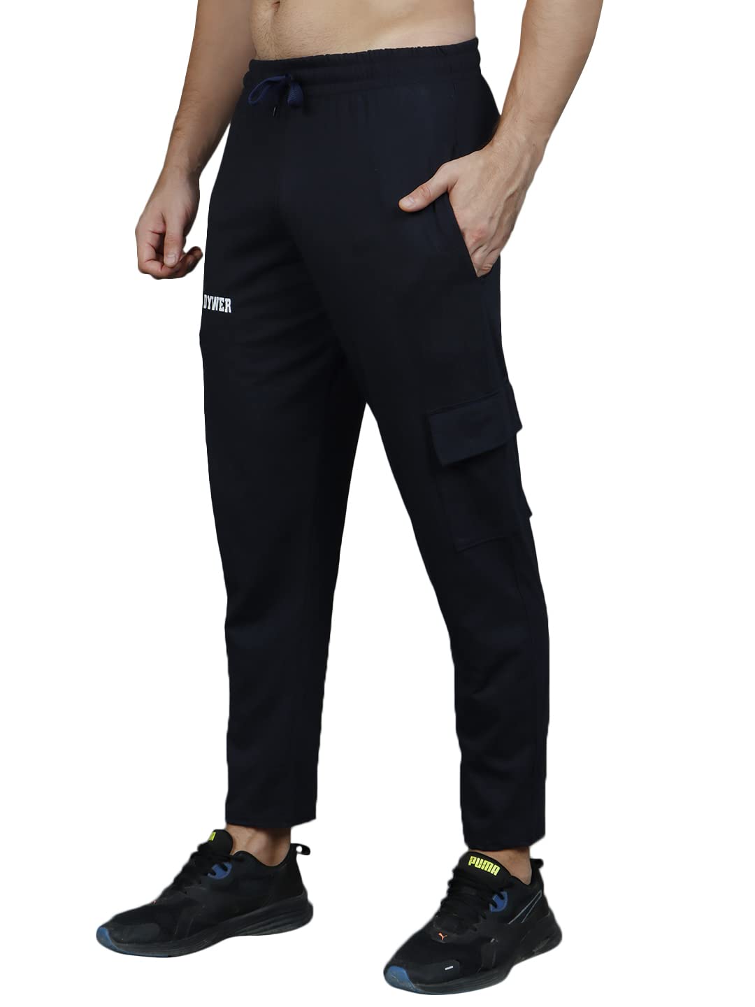 DYWERMen's Cotton Blend Stretchable Regular Fit Stylish Design Cargo Style Joggers Track Pant Gym Workout Morning Walk Jogger Running Athletic Sports Stretchable Lower Pyjama Quick Dry With Zipper Pockets.